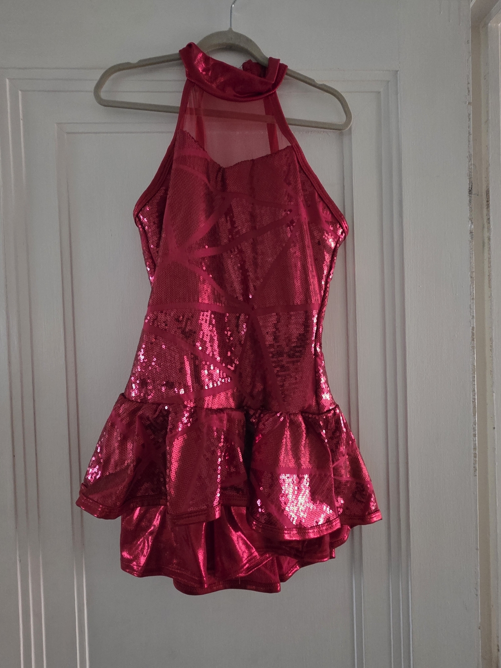 Tween Sequin Halter Dance Dress - Red